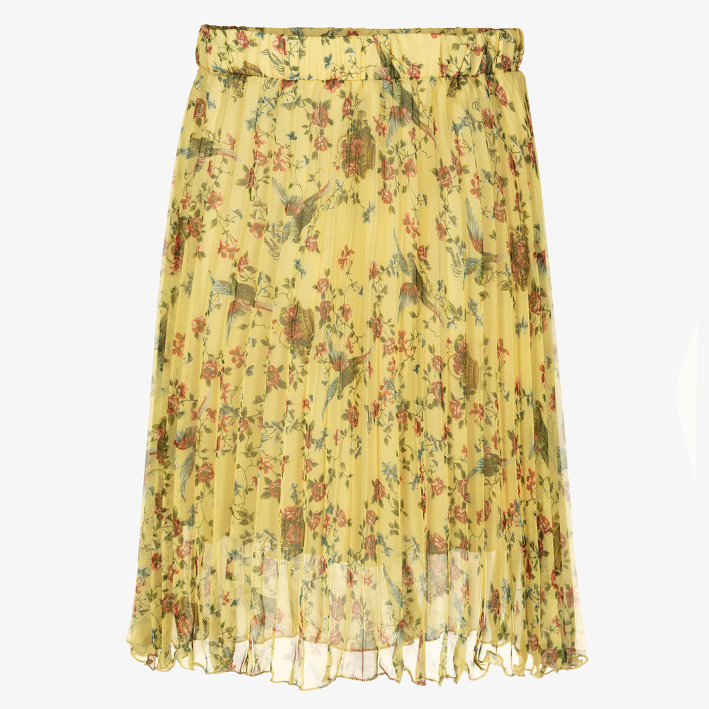 Roberto Cavalli - Teen Yellow Pleated Skirt  | Childrensalon