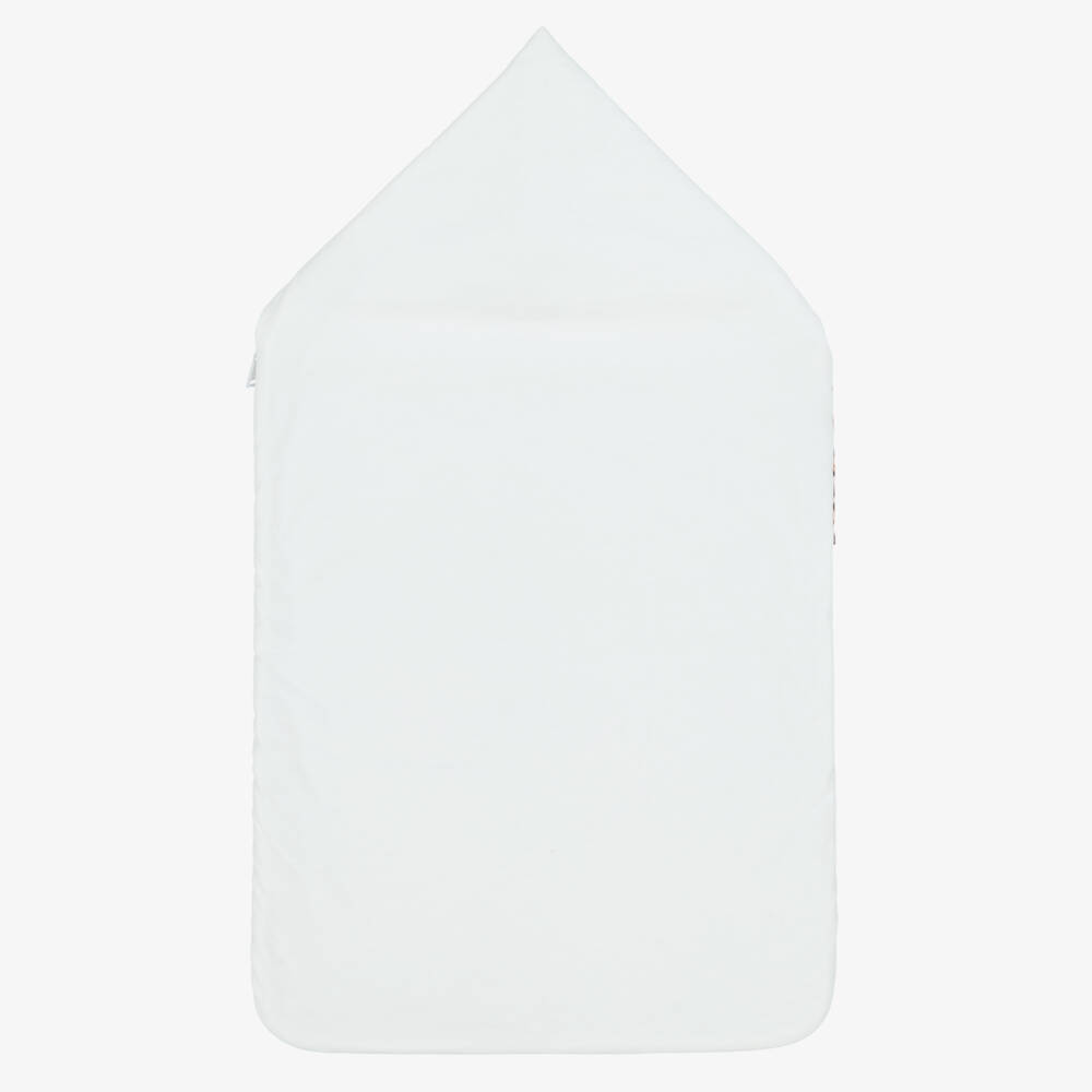 Roberto Cavalli-White & Beige Leopard Print Baby Nest (74cm) | Childrensalon Outlet