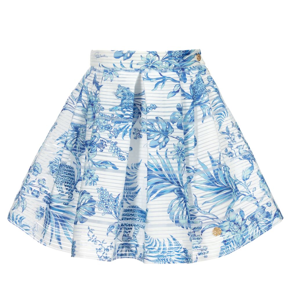 Roberto Cavalli-White & Blue Organza Skirt  | Childrensalon Outlet