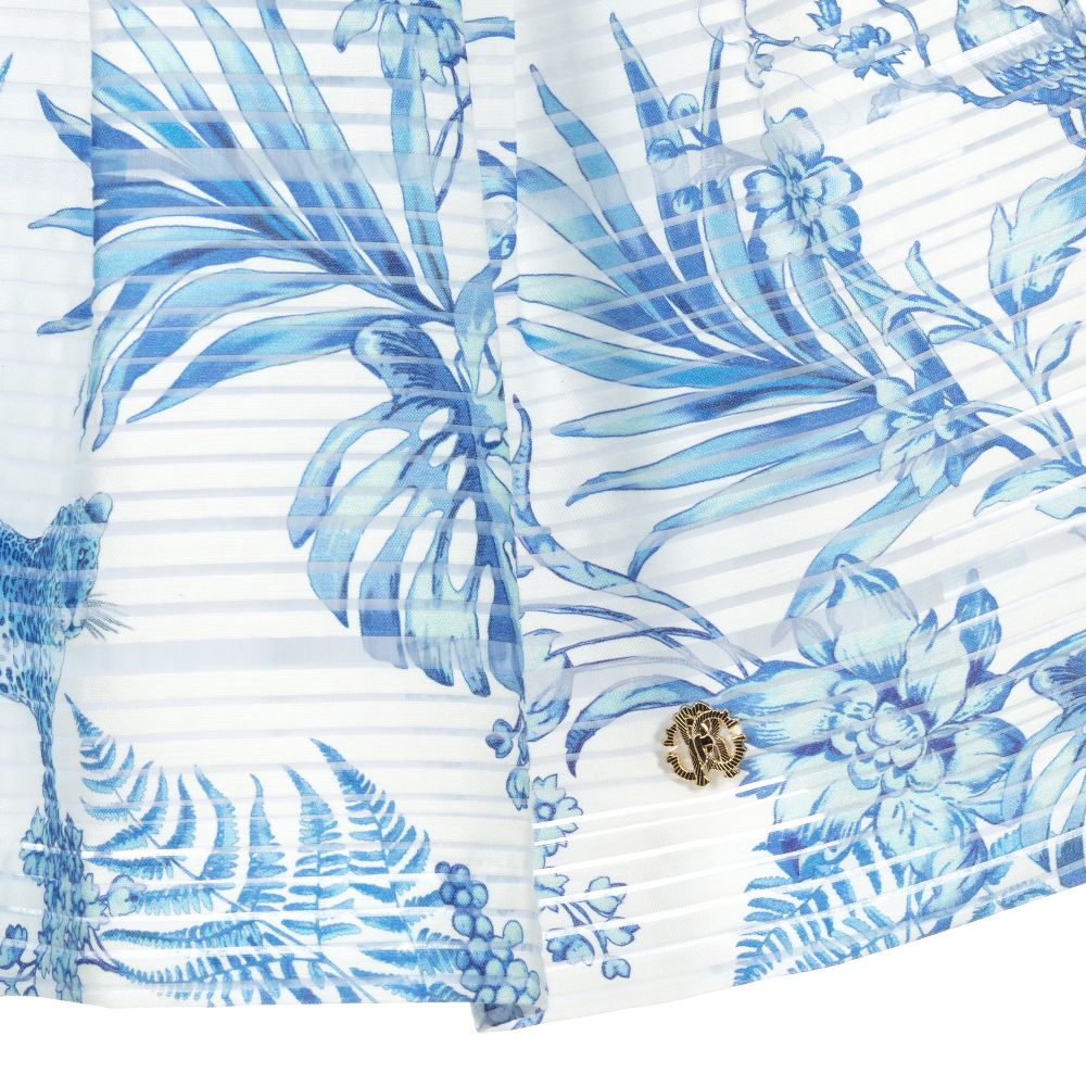 Roberto Cavalli-White & Blue Organza Skirt | Childrensalon Outlet