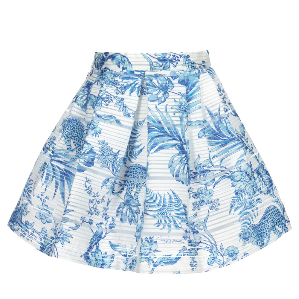 Roberto Cavalli-White & Blue Organza Skirt | Childrensalon Outlet