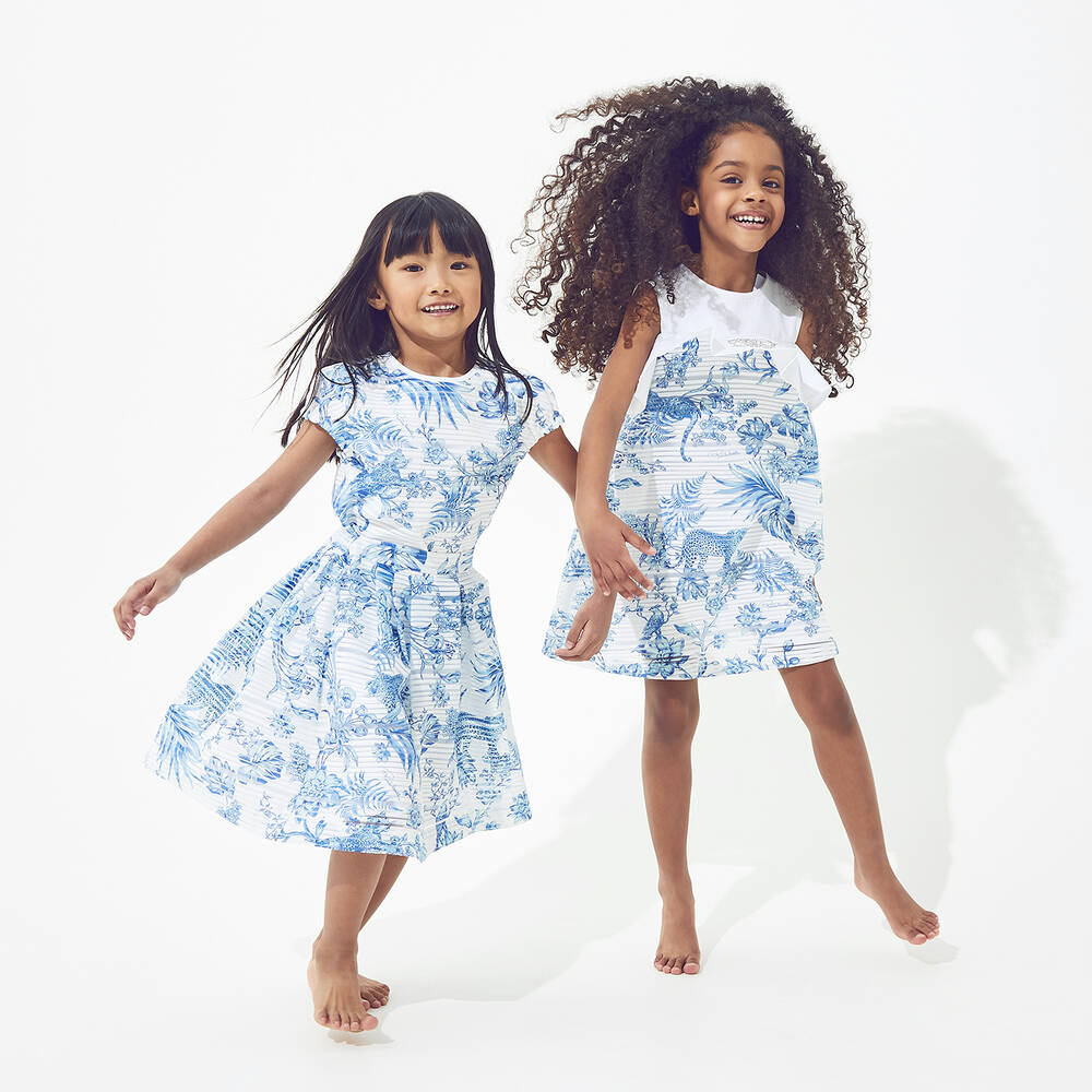 Roberto Cavalli-White & Blue Organza Skirt | Childrensalon Outlet