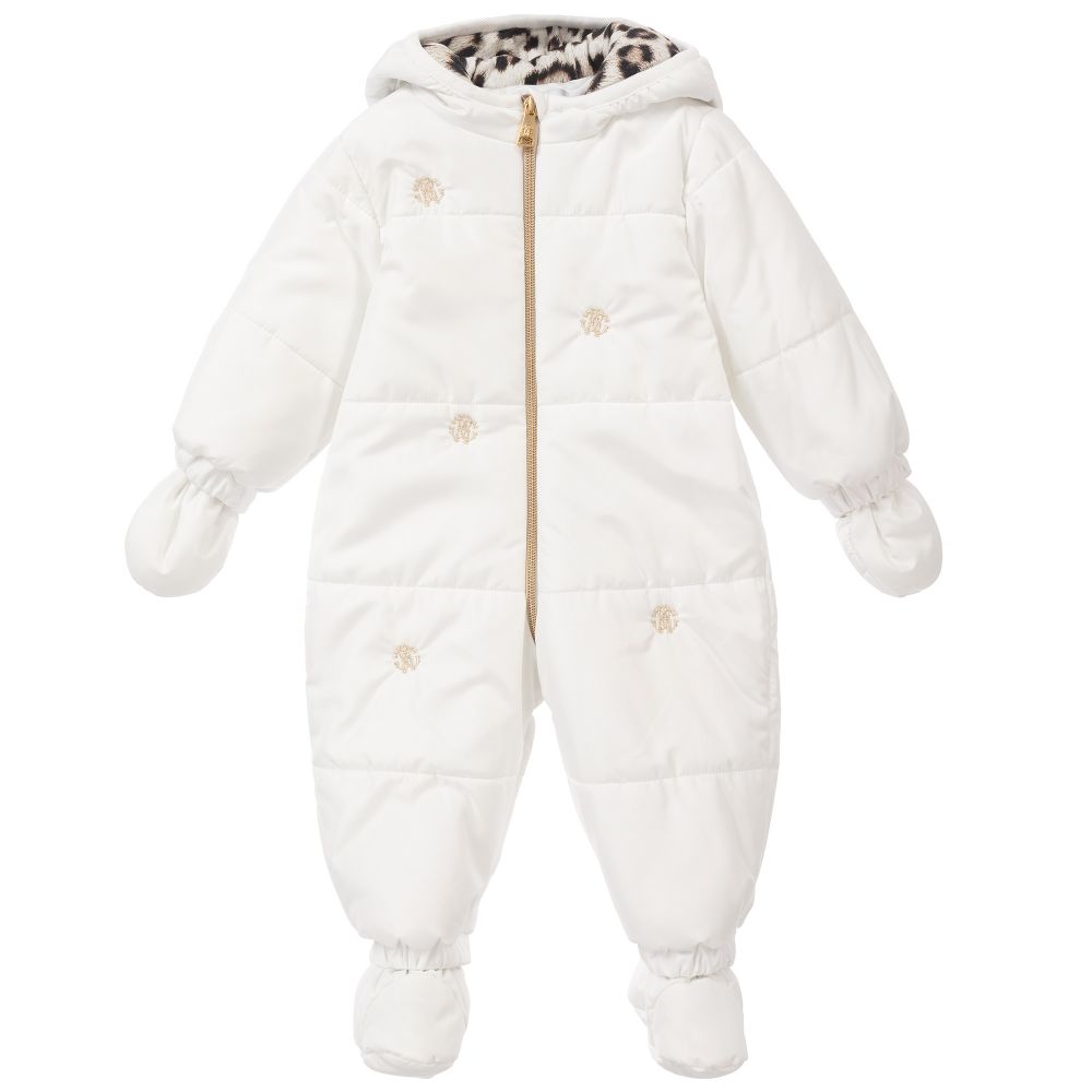 Roberto Cavalli - White & Gold Baby Snowsuit | Childrensalon