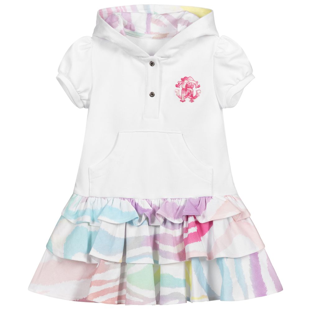 Roberto Cavalli - White Hooded Jersey Dress | Childrensalon