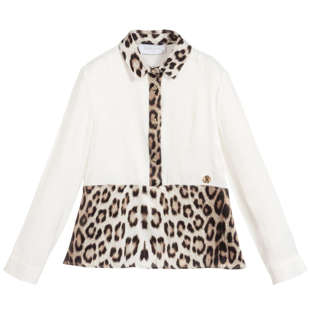 Roberto Cavalli - White Leopard Print Blouse | Childrensalon