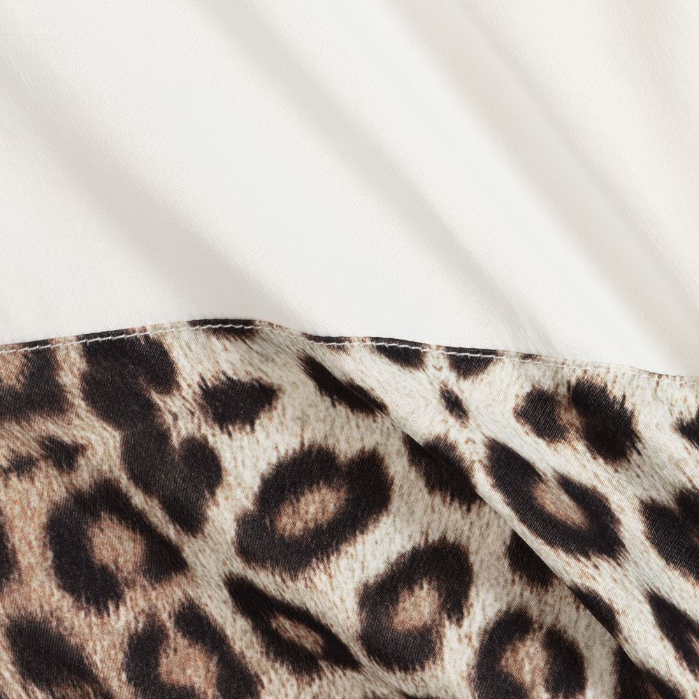 روبرتو كفالي -بلوز فيسكوز لون أبيض بطبعة جلد الفهد | Childrensalon Outlet