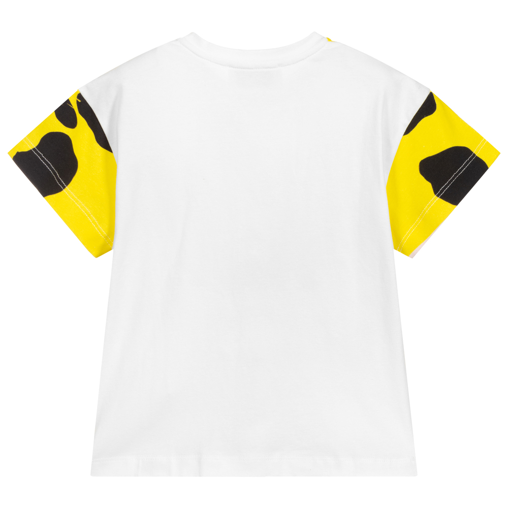 Roberto Cavalli-White & Yellow Cotton T-Shirt | Childrensalon Outlet