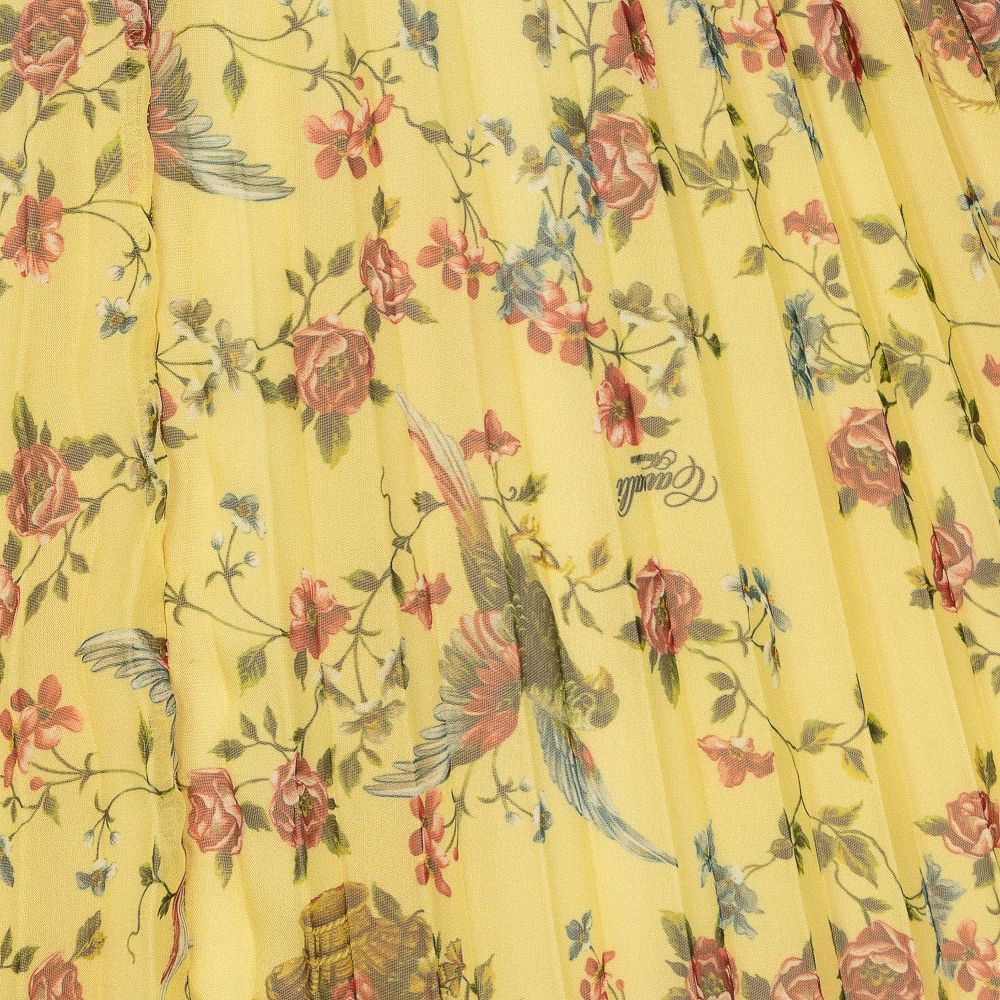 روبرتو كفالي -تنورة شيفون بكسرات لون أصفر | Childrensalon Outlet