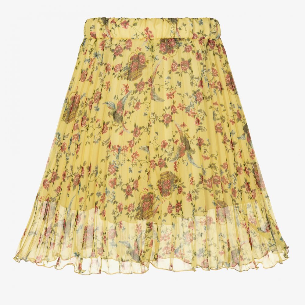 روبرتو كفالي -تنورة شيفون بكسرات لون أصفر | Childrensalon Outlet