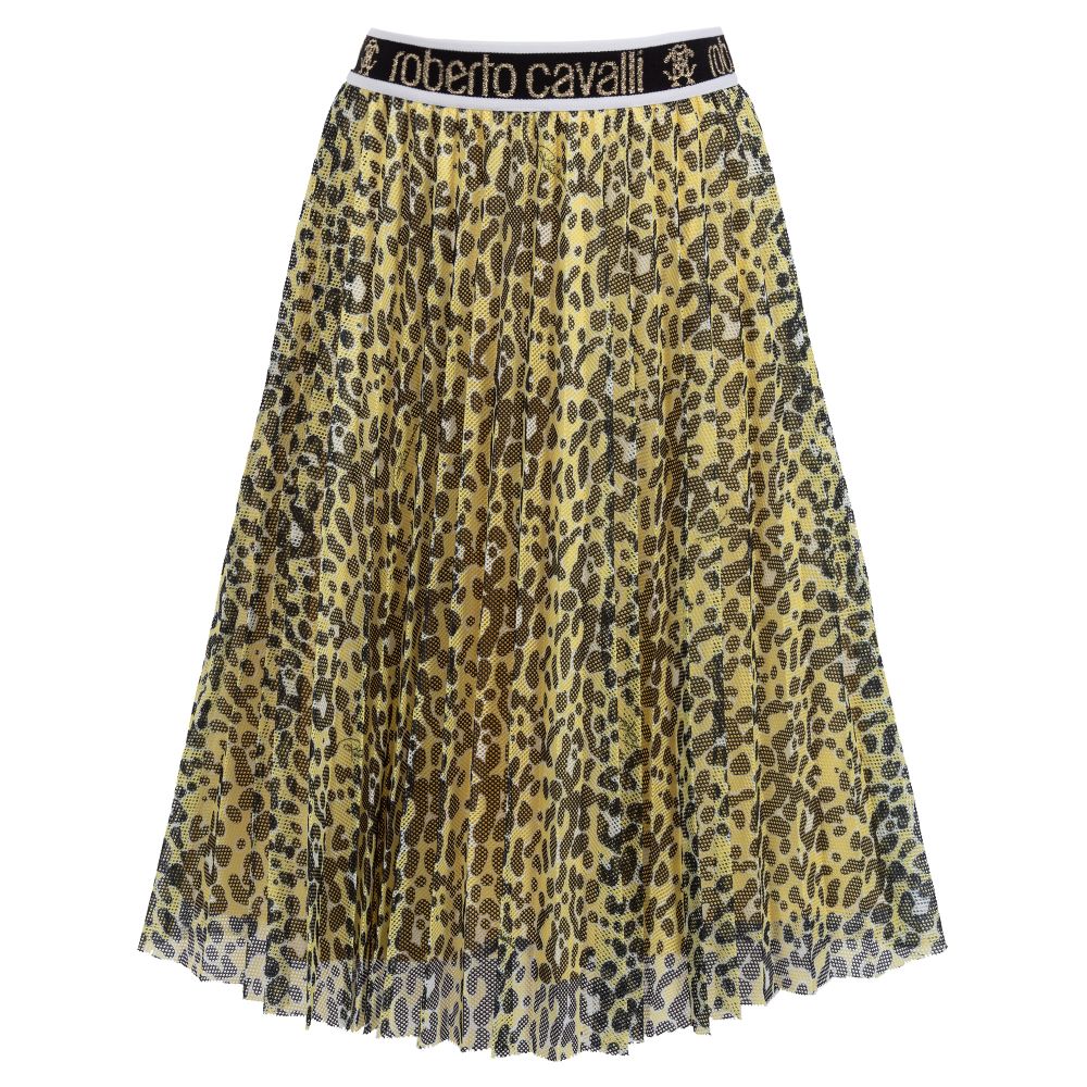 Roberto Cavalli - Yellow Leopard Print Skirt | Childrensalon