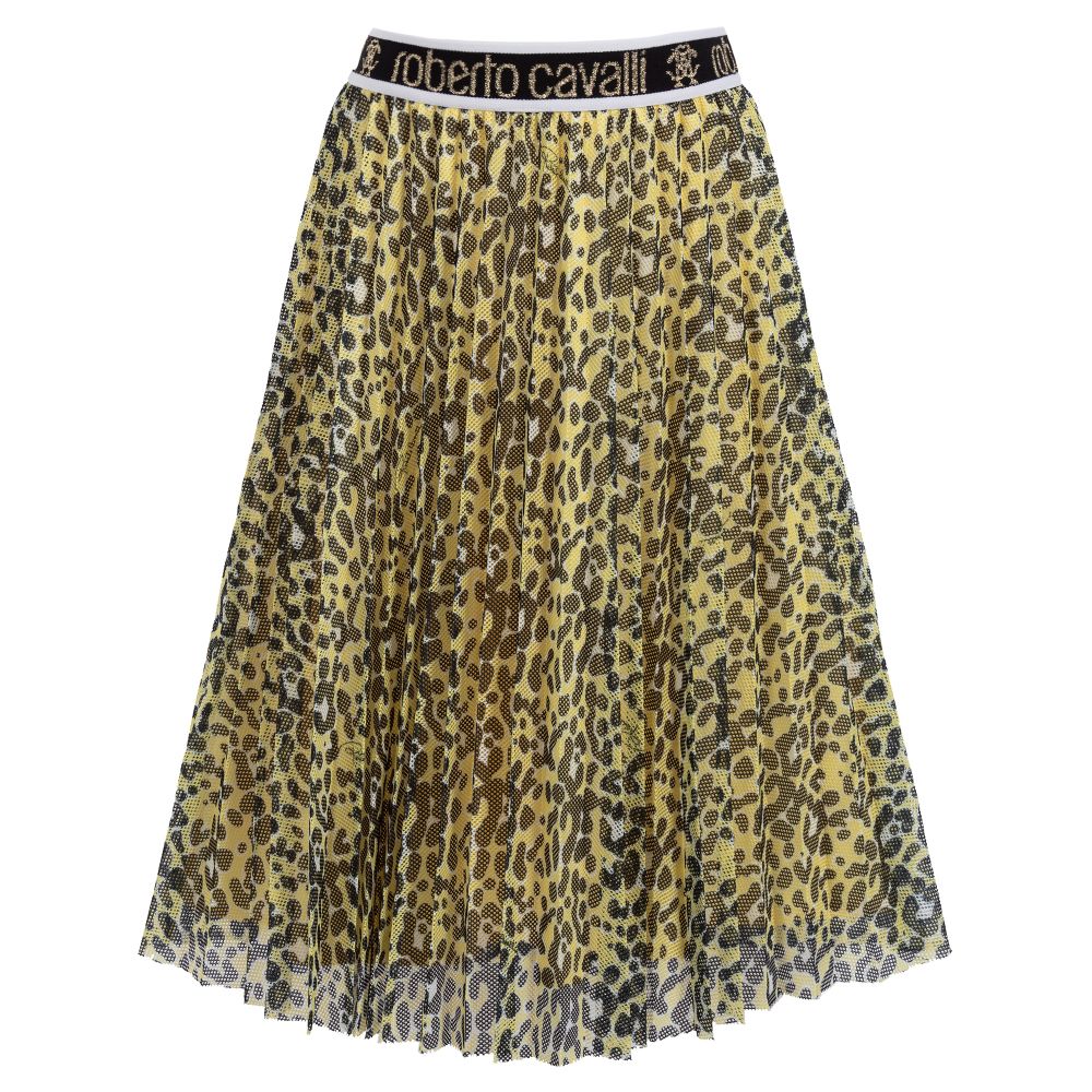 Yellow leopard print long skirt sale