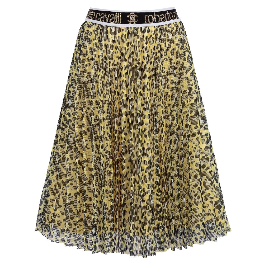 Roberto Cavalli-Yellow Leopard Print Skirt | Childrensalon Outlet
