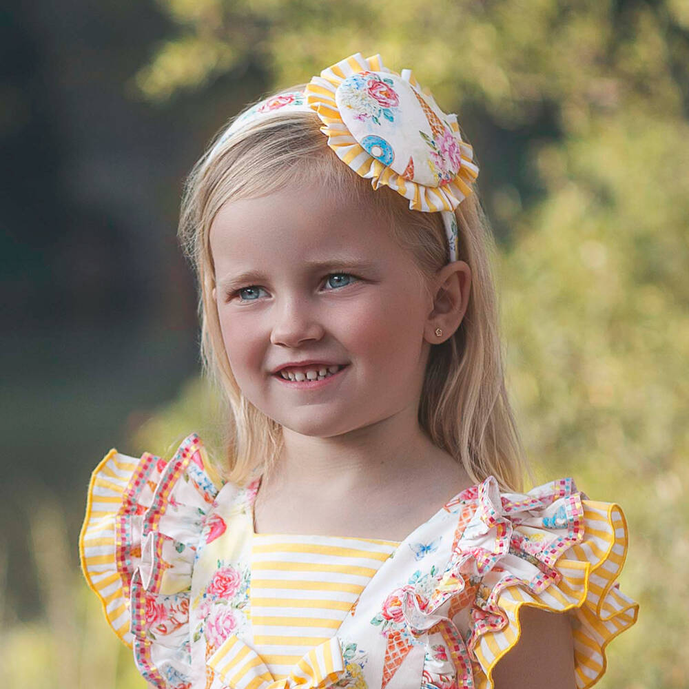 Rochy-Girls Yellow & Pink Floral Ice Cream Hairband | Childrensalon Outlet