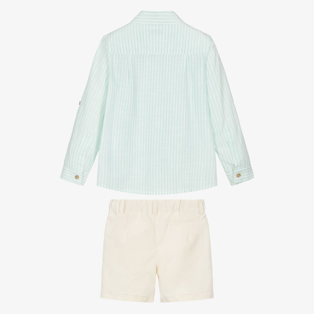 Rochy-Green Stripe Shorts Set | Childrensalon Outlet