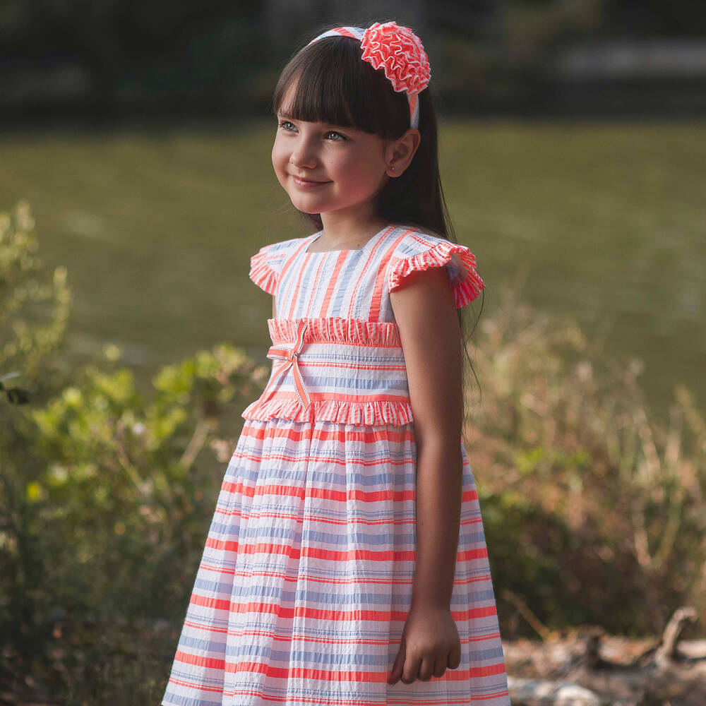 Rochy-Pink & Blue Neon Stripe Dress | Childrensalon Outlet