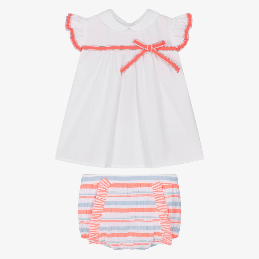 Rochy-Pink & Blue Neon Stripe Shorts Set | Childrensalon Outlet
