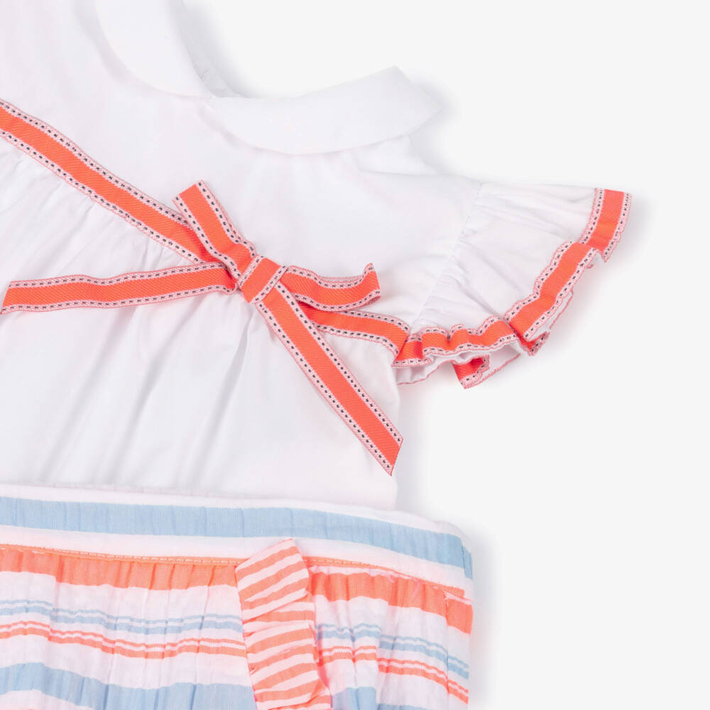 Rochy-Pink & Blue Neon Stripe Shorts Set | Childrensalon Outlet