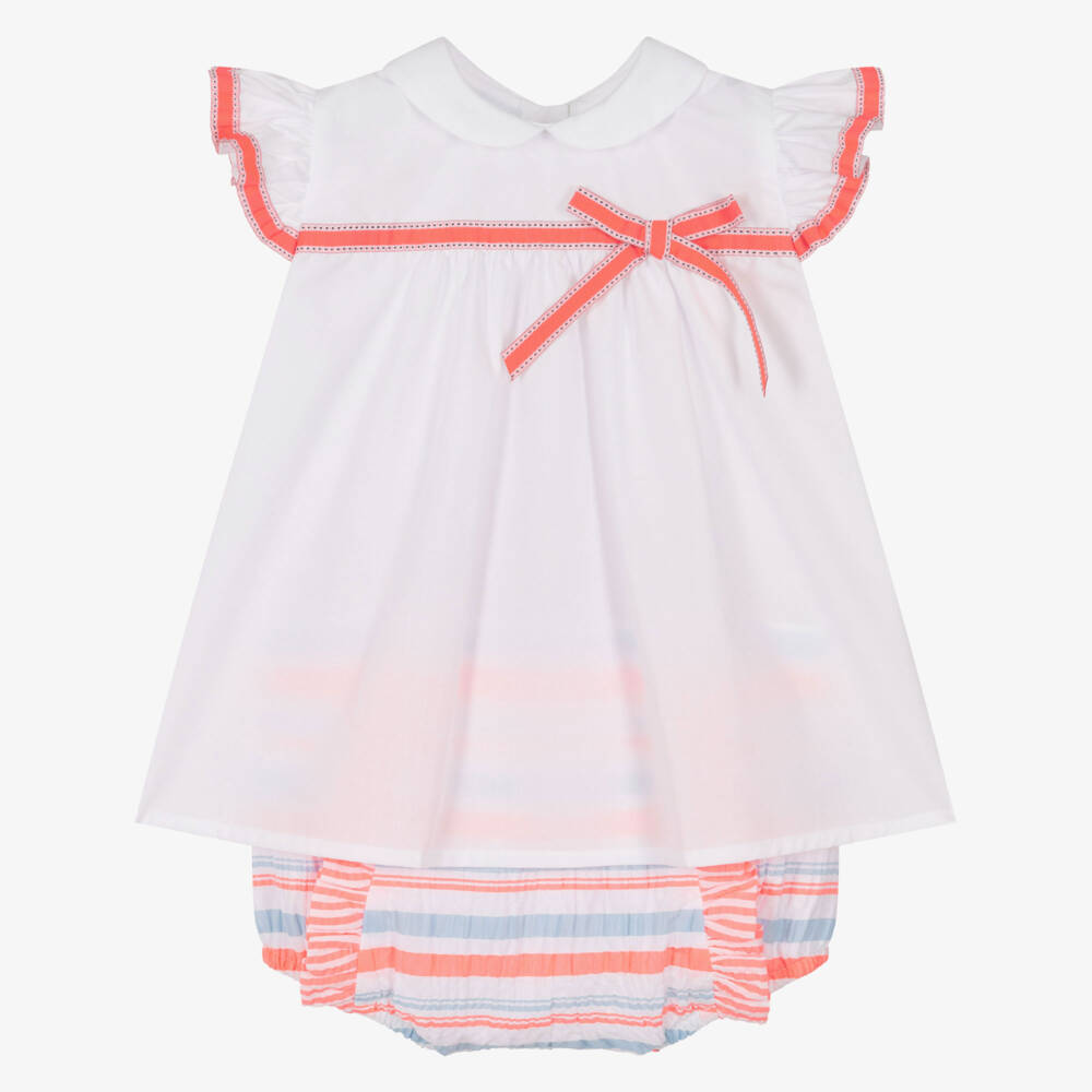 Rochy-Pink & Blue Neon Stripe Shorts Set | Childrensalon Outlet