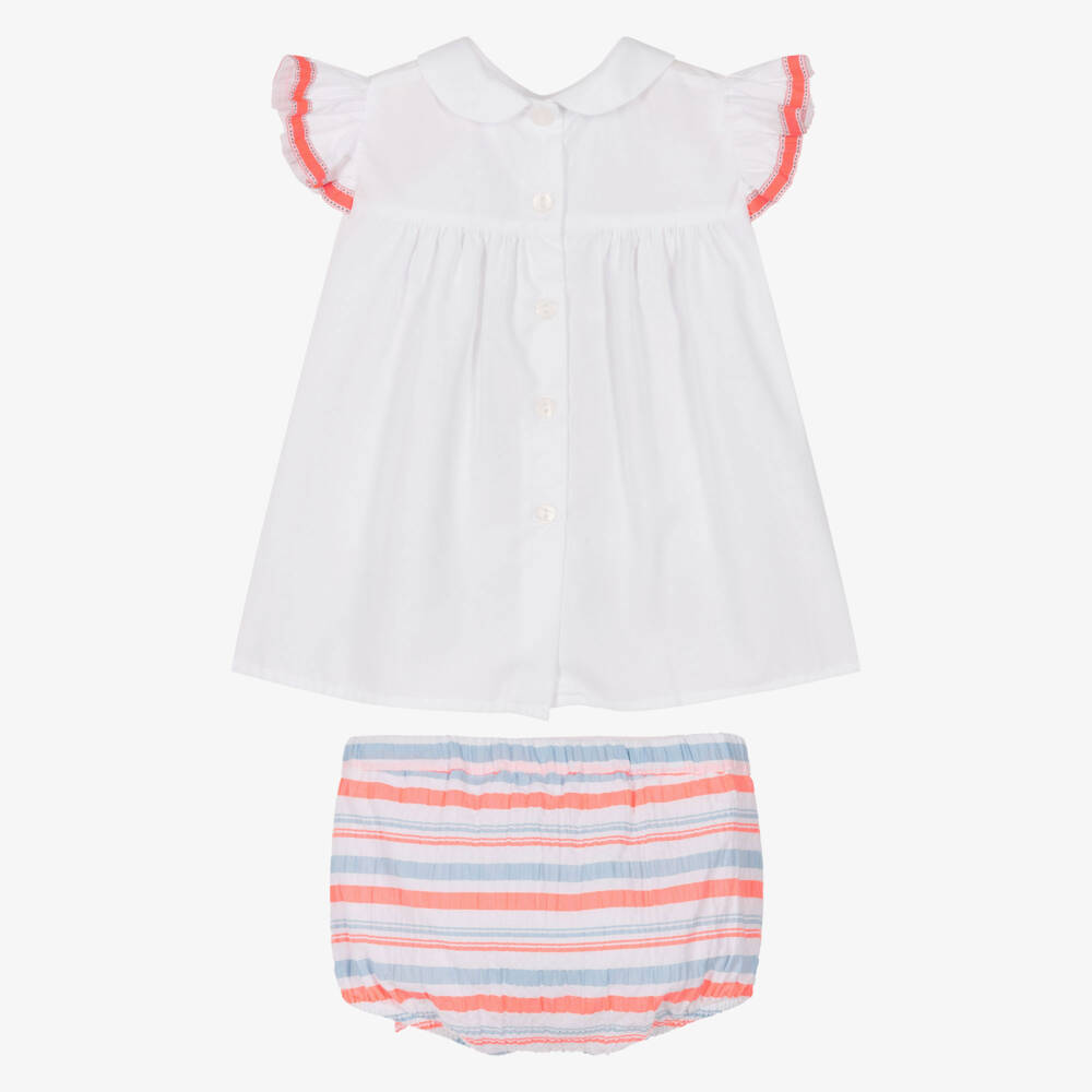 Rochy-Pink & Blue Neon Stripe Shorts Set | Childrensalon Outlet