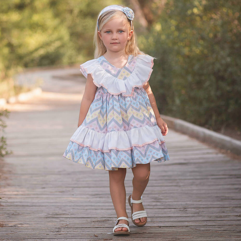 Rochy-Pink & Blue Zig Zag Baby Dress | Childrensalon Outlet