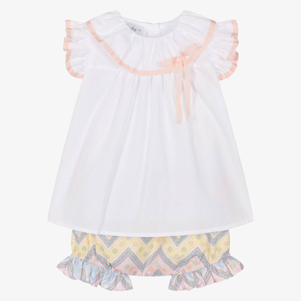 Rochy-Pink & Blue Zig Zag Shorts Set | Childrensalon Outlet