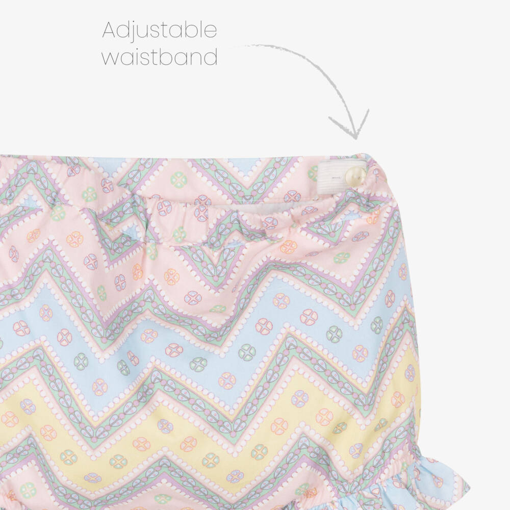 Rochy-Pink & Blue Zig Zag Shorts Set | Childrensalon Outlet