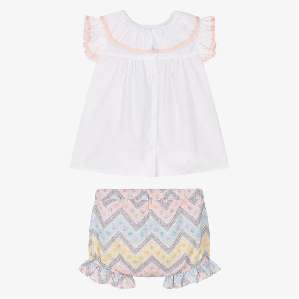 Rochy-Pink & Blue Zig Zag Shorts Set | Childrensalon Outlet