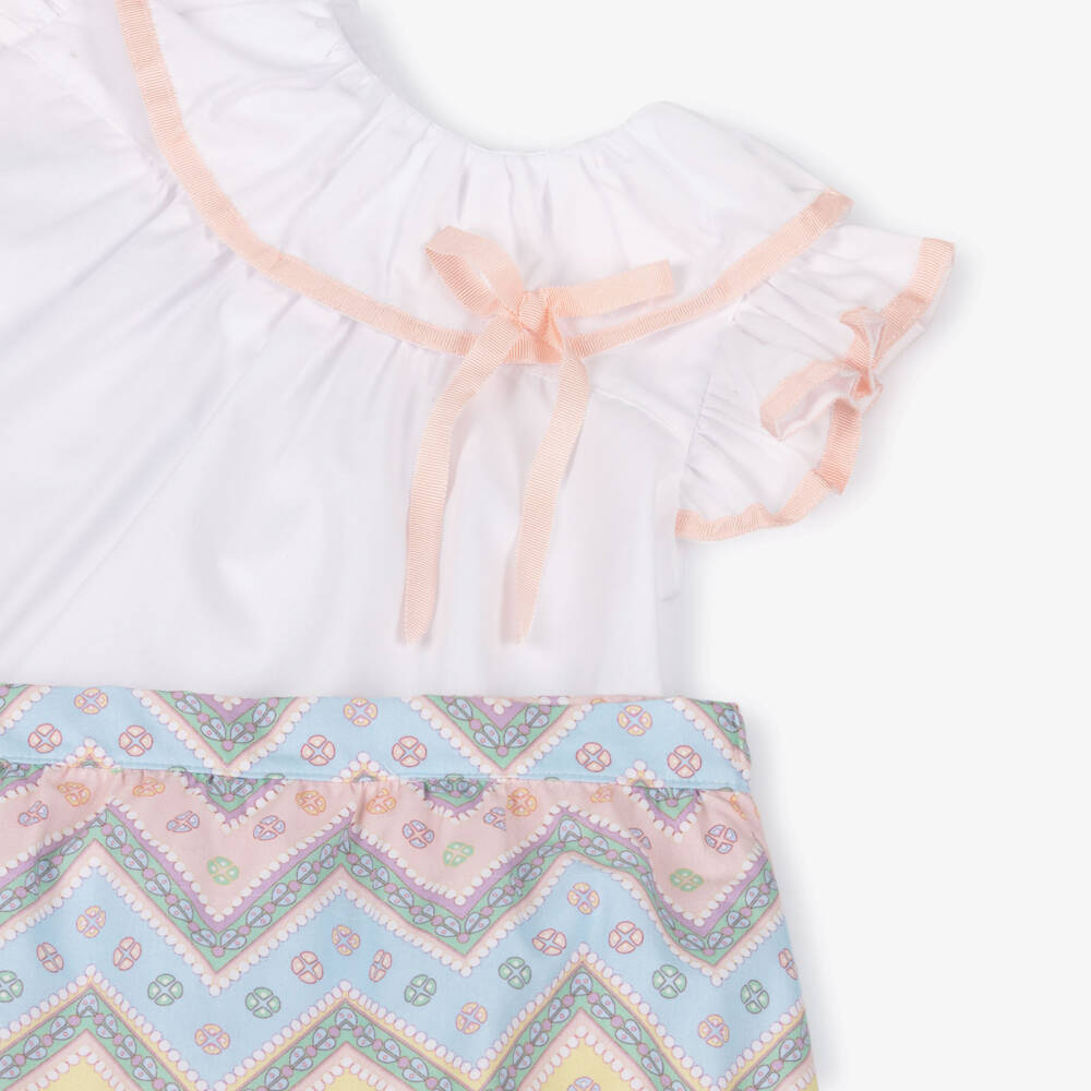 Rochy-Pink & Blue Zig Zag Shorts Set | Childrensalon Outlet