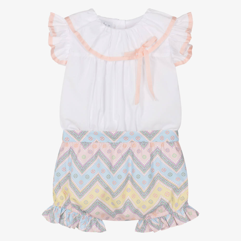 Rochy-Pink & Blue Zig Zag Shorts Set | Childrensalon Outlet