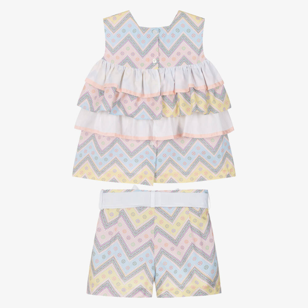 Rochy-Pink & Blue Zig Zag Shorts Set | Childrensalon Outlet