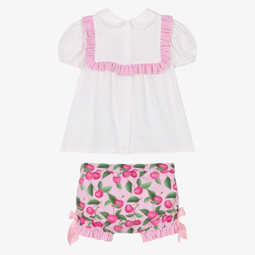Rochy-Pink Cherries Shorts Set | Childrensalon Outlet