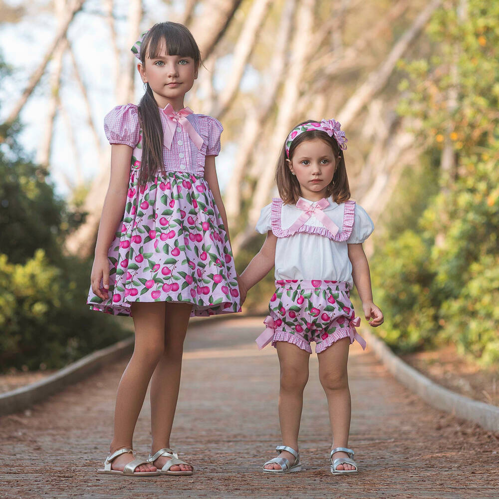 Rochy-Pink Cherries Shorts Set | Childrensalon Outlet