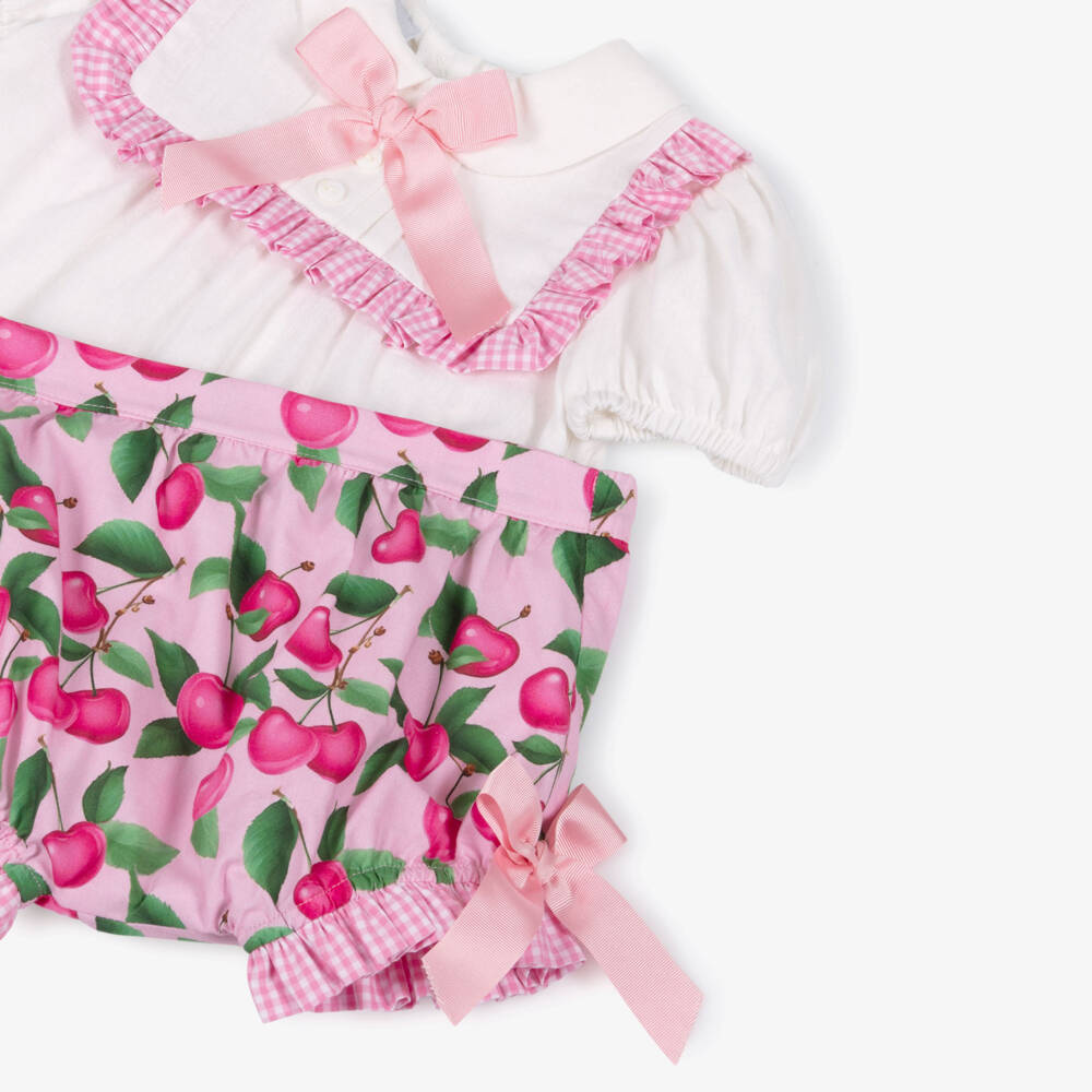 Rochy-Pink Cherries Shorts Set | Childrensalon Outlet