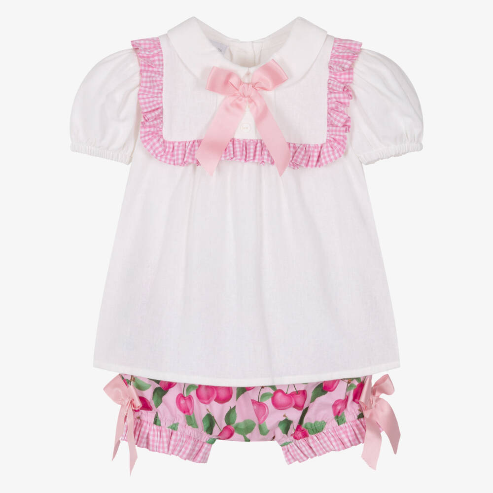 Rochy-Pink Cherries Shorts Set | Childrensalon Outlet