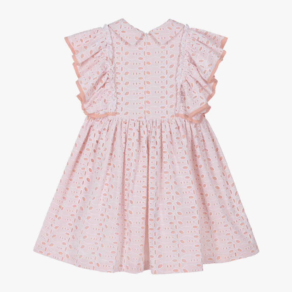 Rochy-Pink Cut Work Ruffle Dress | Childrensalon Outlet