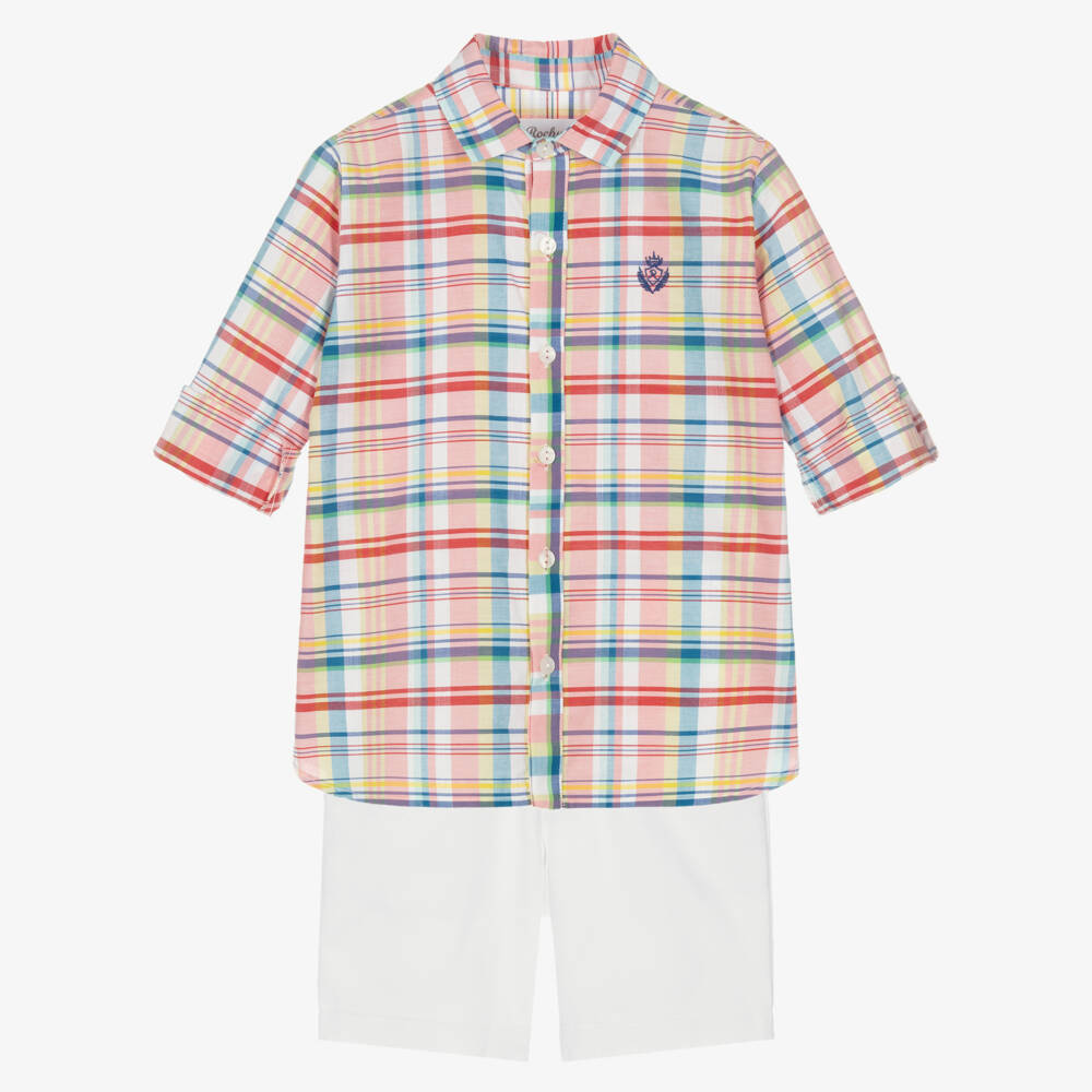 Rochy-Red Check Shorts Set | Childrensalon Outlet