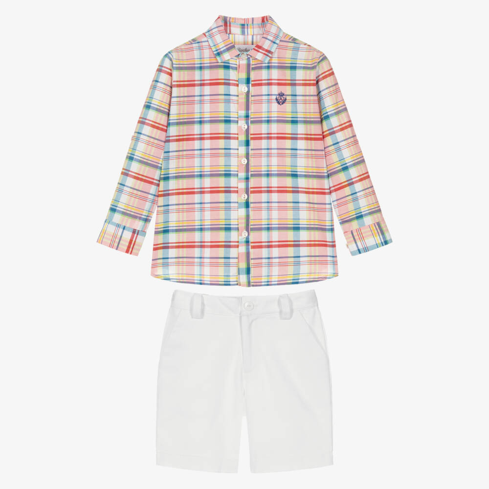 Rochy-Red Check Shorts Set | Childrensalon Outlet