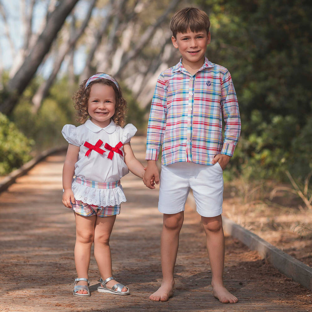 Rochy-Red Check Shorts Set | Childrensalon Outlet