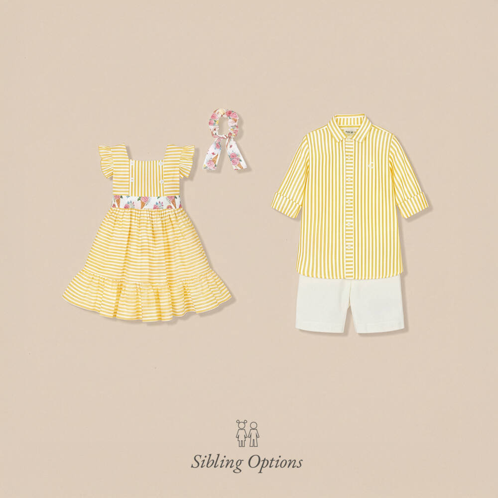 Rochy-Yellow Stripe Belted Dress | Childrensalon Outlet