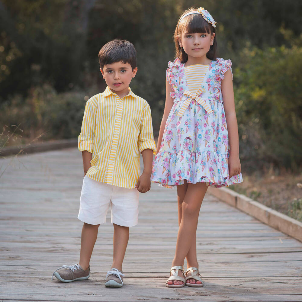 Rochy-Yellow Stripe Shorts Set | Childrensalon Outlet