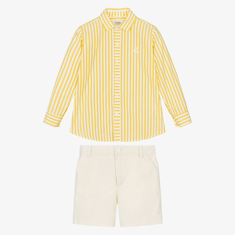 Rochy-Yellow Stripe Shorts Set | Childrensalon Outlet