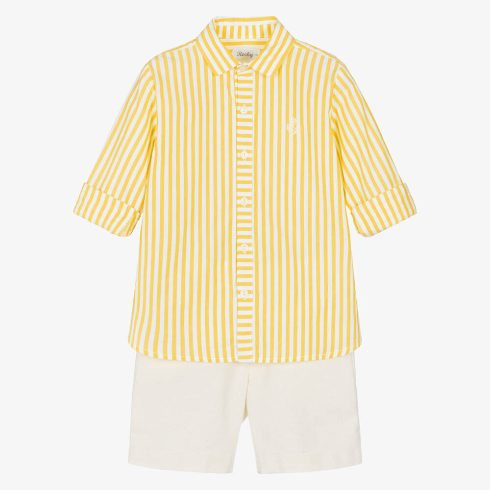 Rochy-Yellow Stripe Shorts Set | Childrensalon Outlet