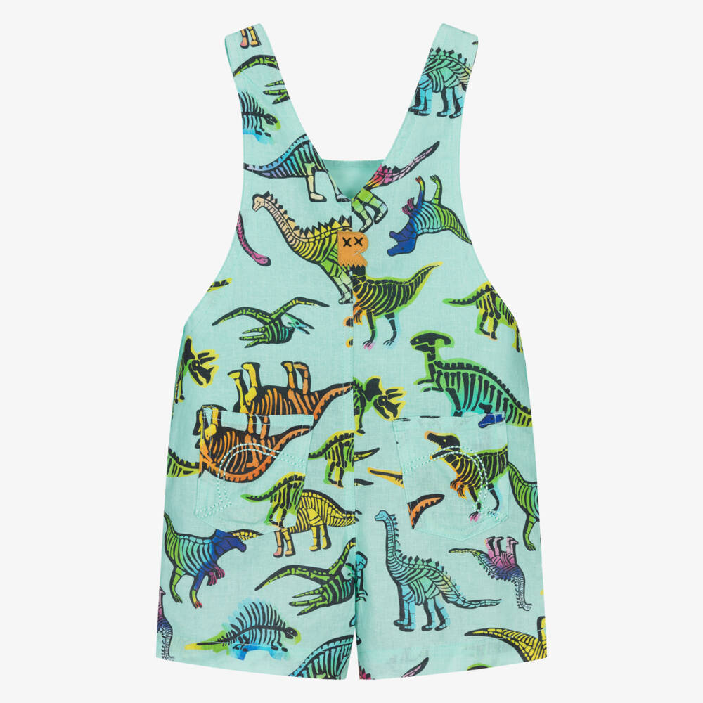 Rock Your Baby-Baby Boys Aqua Green Dino Dungarees | Childrensalon Outlet