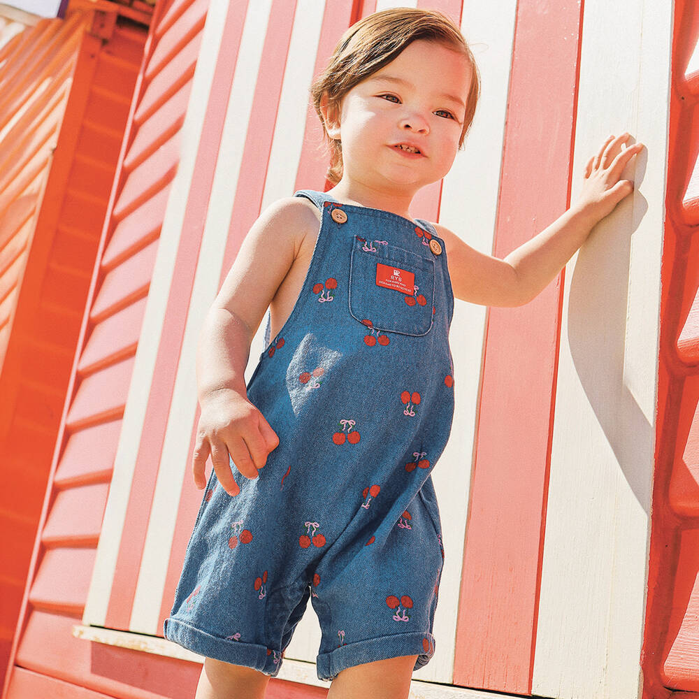 Rock Your Baby-Синий комбинезон с вишнями для малышей | Childrensalon Outlet