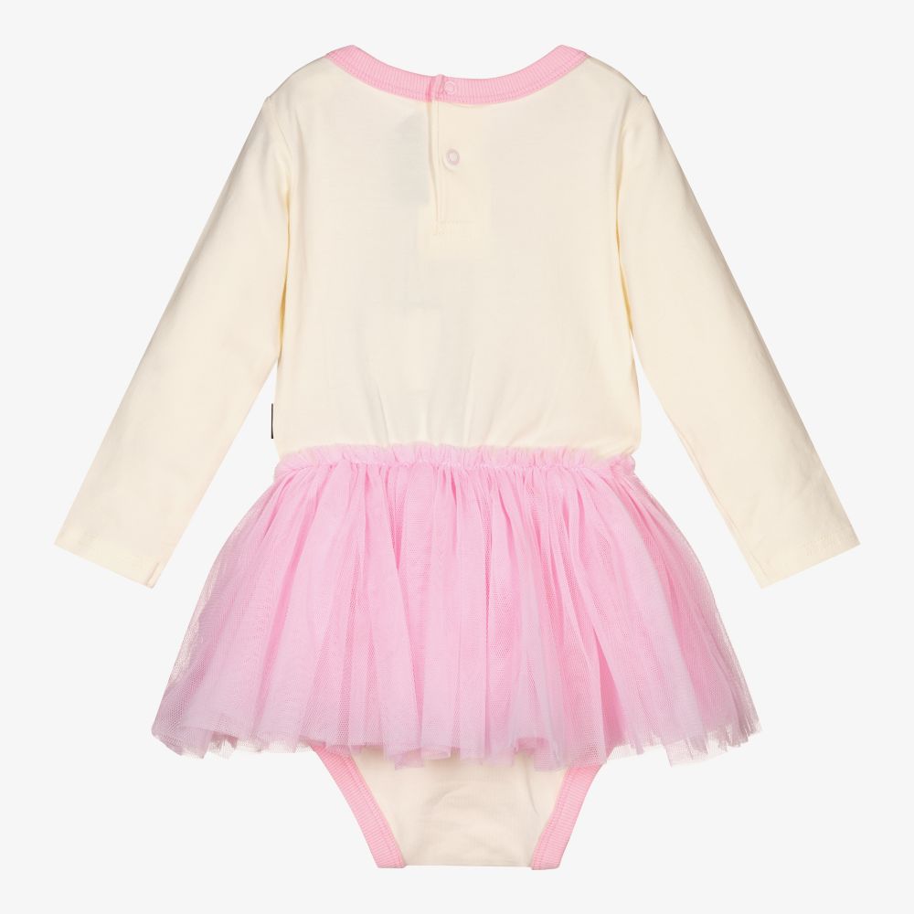 Rock Your Baby-فستان قطن جيرسي وتول لون زهري وعاجي | Childrensalon Outlet