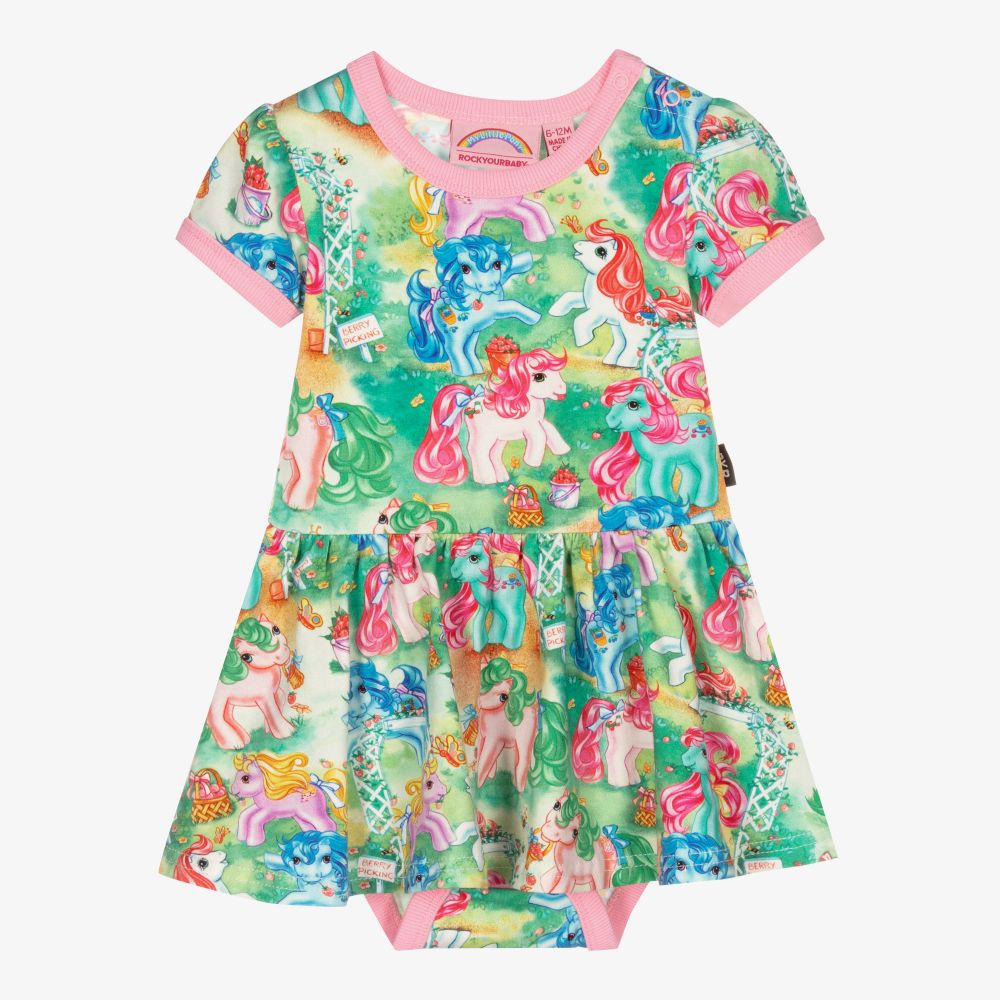 Rock Your Baby - Baby Girls Green Pony Dress | Childrensalon