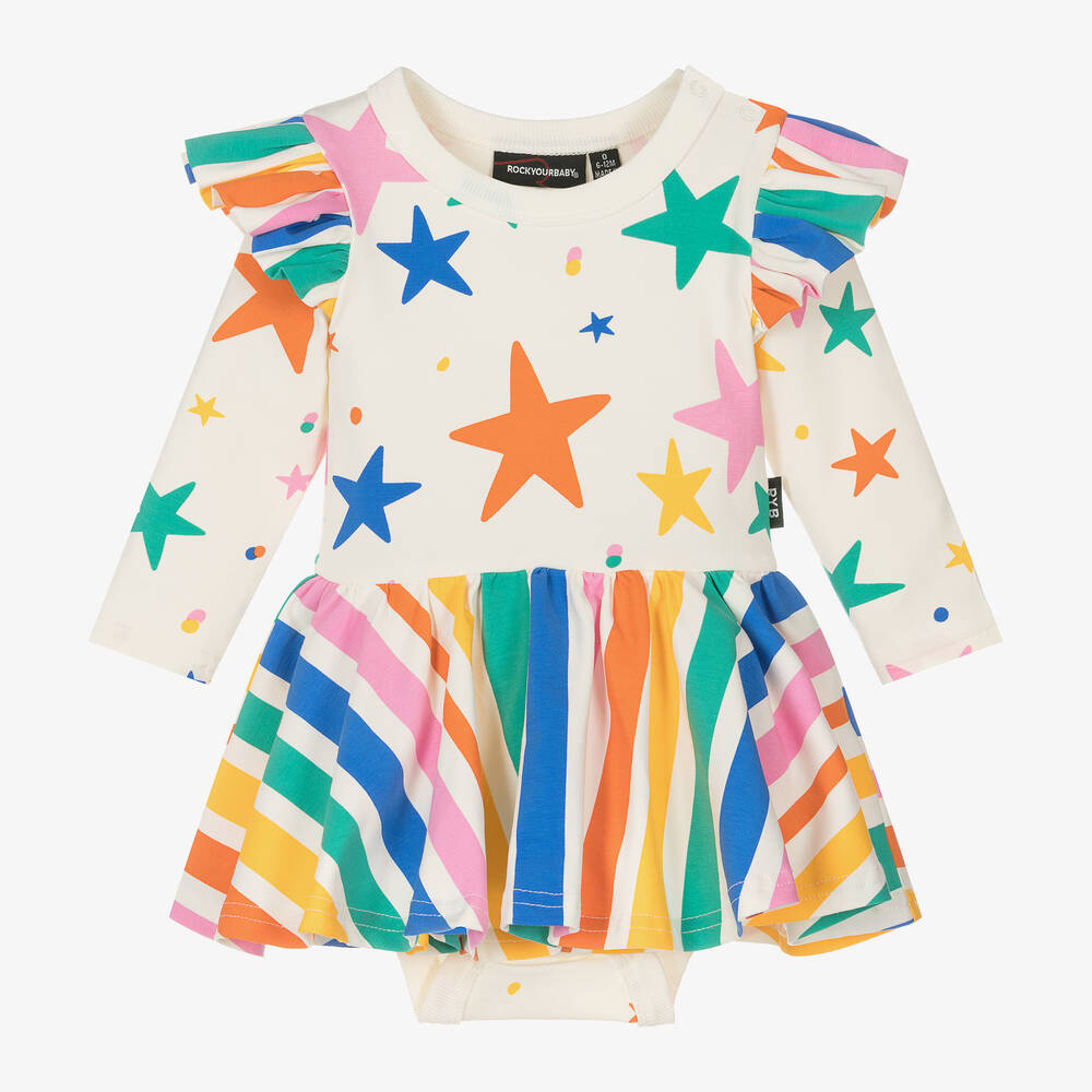Baby Girls Ivory Stars Stripes Dress