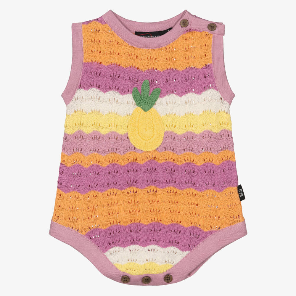 Rock Your Baby-Baby Girls Lilac Purple Striped Crochet Shortie | Childrensalon Outlet