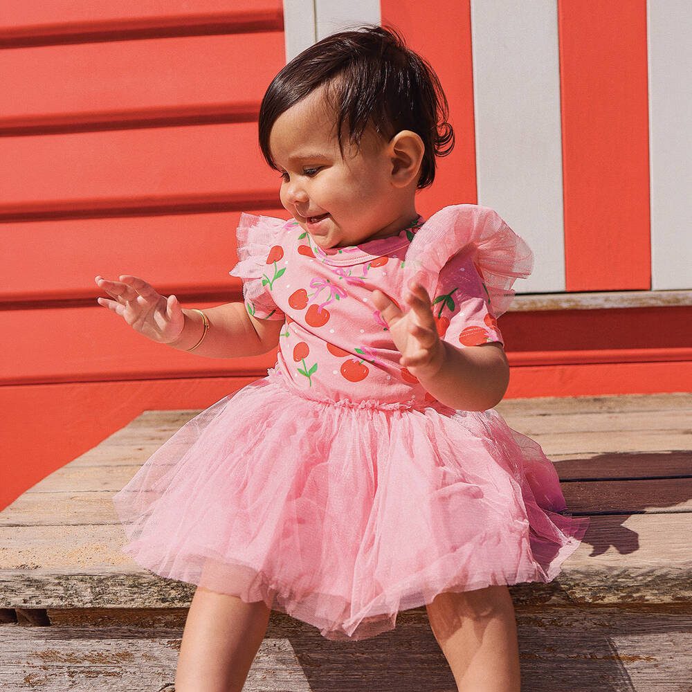 Rock Your Baby-Baby Girls Pink Cherry Jersey & Tulle Dress | Childrensalon Outlet