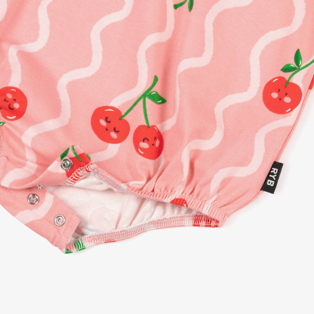 Rock Your Baby-Baby Girls Pink Cherry Print Bodysuit | Childrensalon Outlet